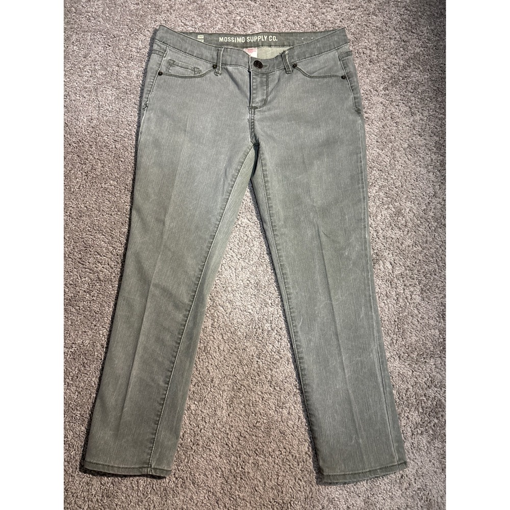 Mossimo Supply Co Womens Crop Pantacourt Pants Size 9 Gray Green Stretch Casual